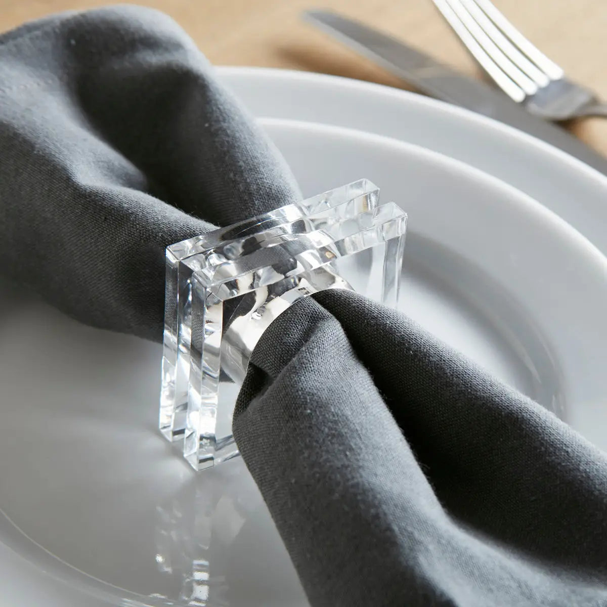 Acrylic Square Napkin Rings - Set of 6