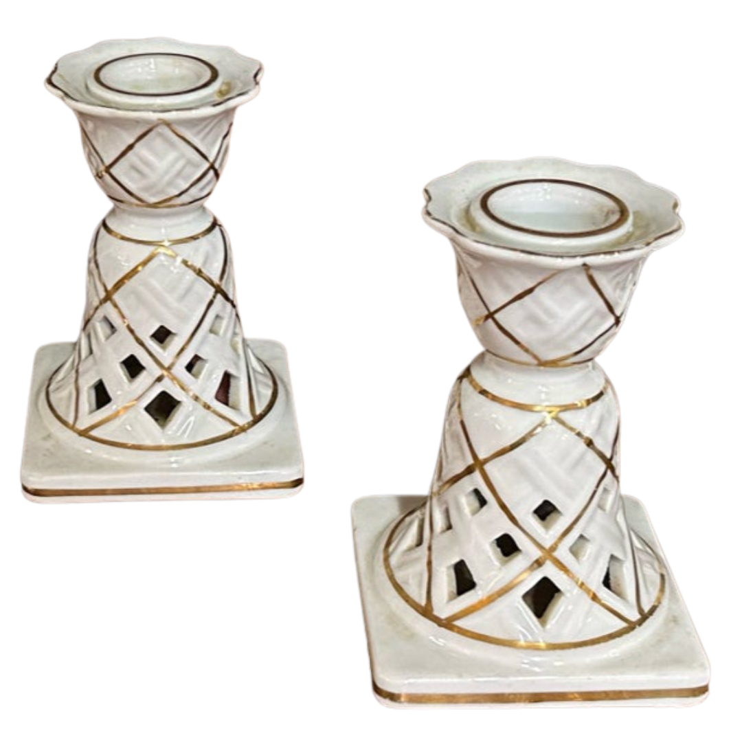White Ceramic Candlestick