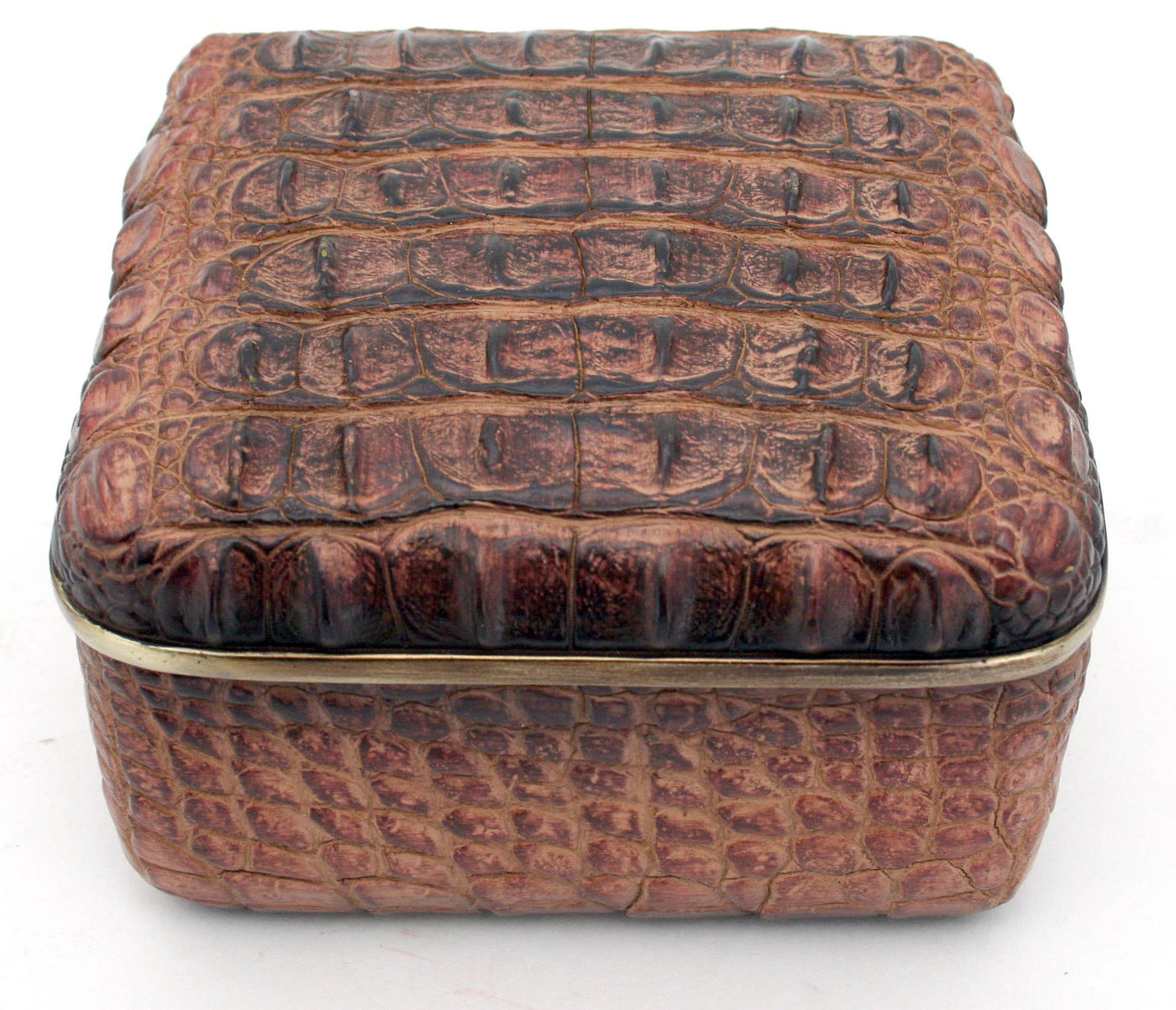 Brown Crocodile Skin Square Box